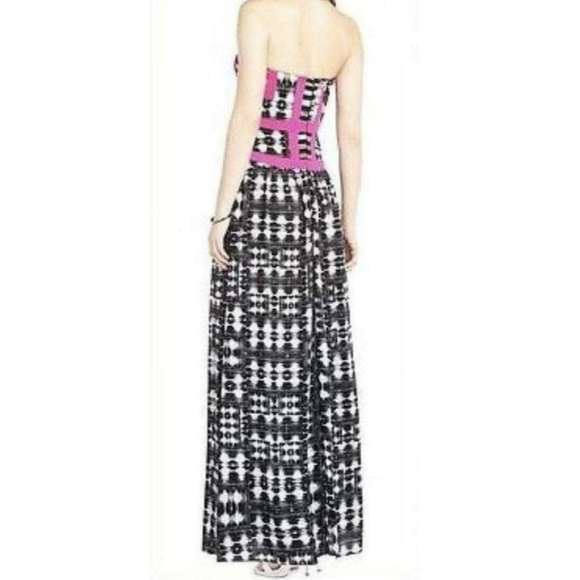 BCBG Formal or Prom Strapless Dress. Black and White with Pink Stripes. Size 8 - Picture 2 of 8